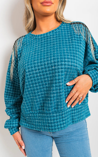 Long Sleeve Knitted Jumper with Tassel Detail-4