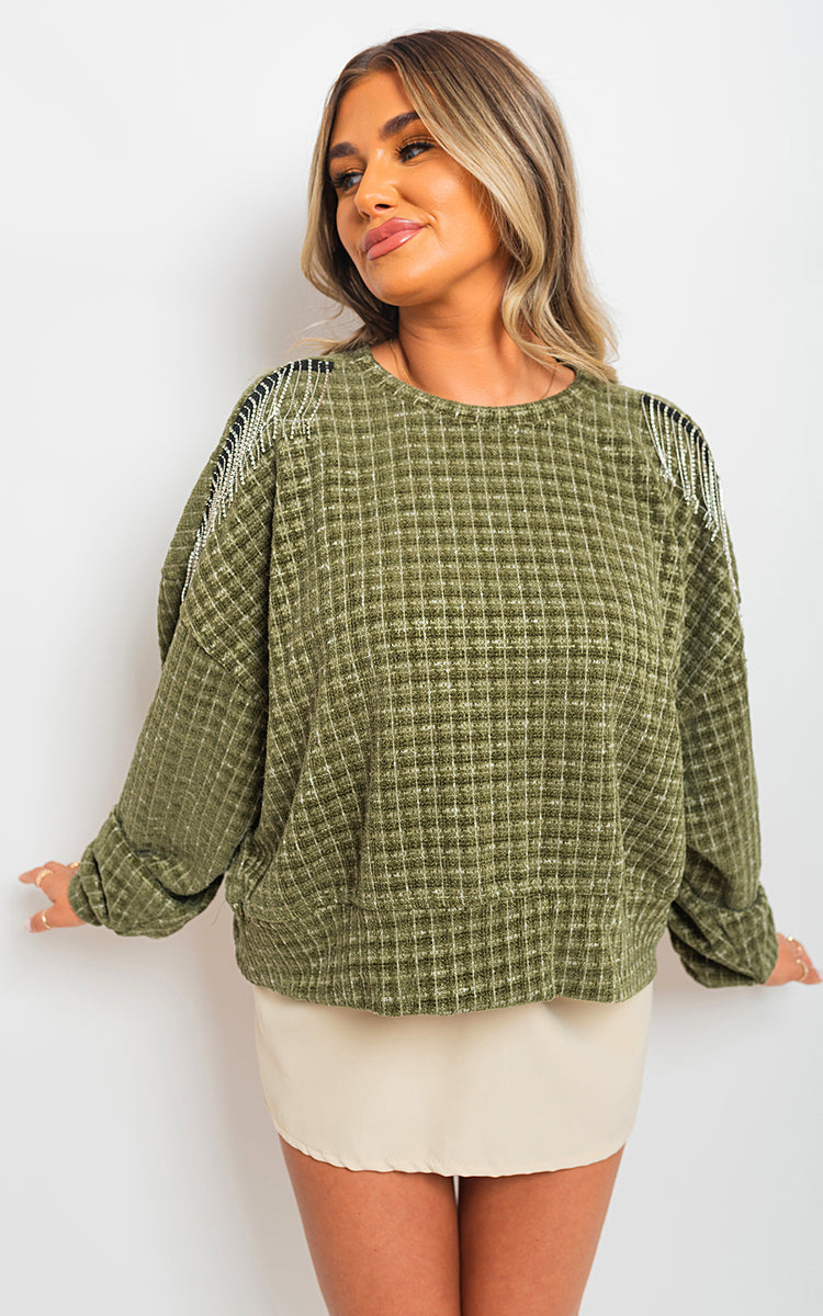 Long Sleeve Knitted Jumper with Tassel Detail-3