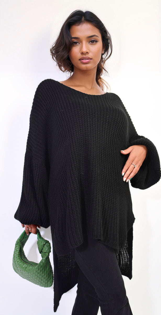 Oversized Long Back Knitted Mini Dress-7