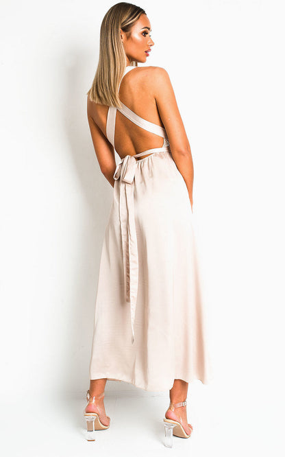 Backless Sequin Midi Dress-2
