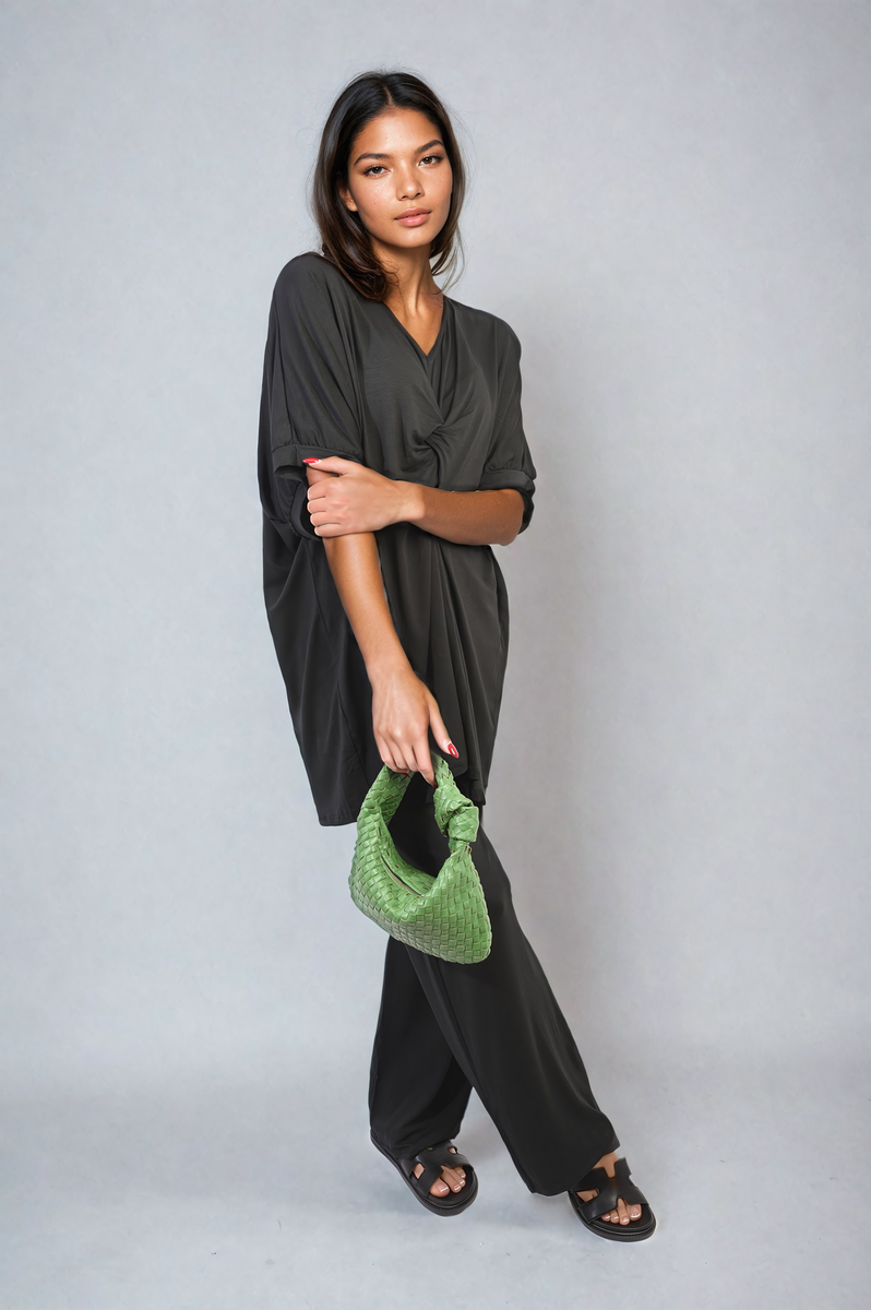 Twist Front Plunge Neckline Top and Trouser Co-ord Set-7