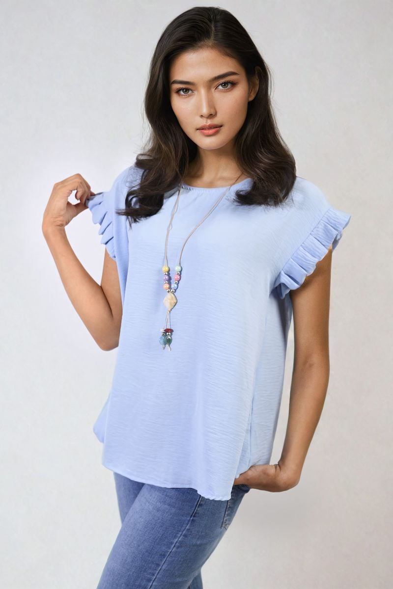 Ruffle Trim Sleeve Top-9