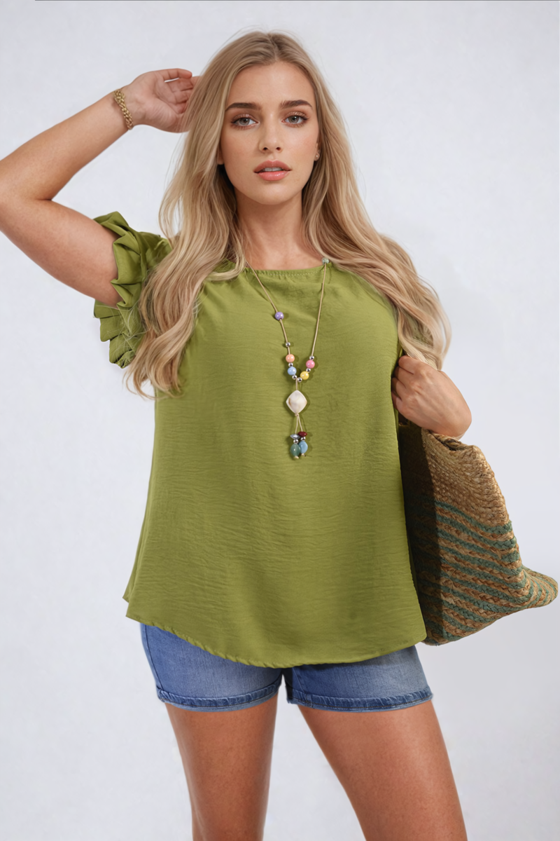 Ruffle Trim Sleeve Top-5