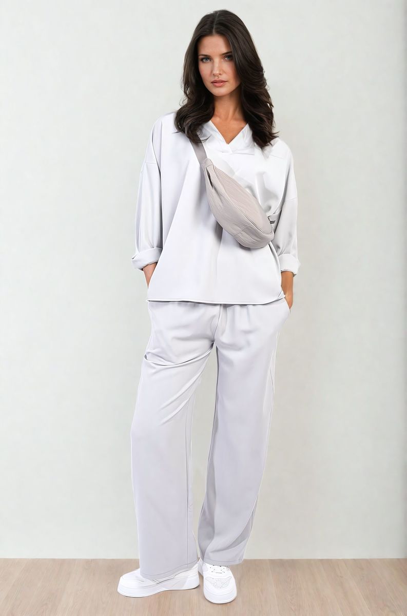 V-neck Long Sleeve Top and Wide Leg Pants Co-ord Set-9