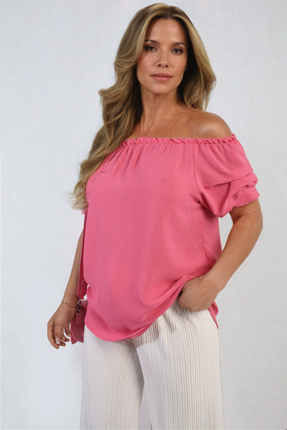 Cinched Sleeve Off Shoulder Top-9