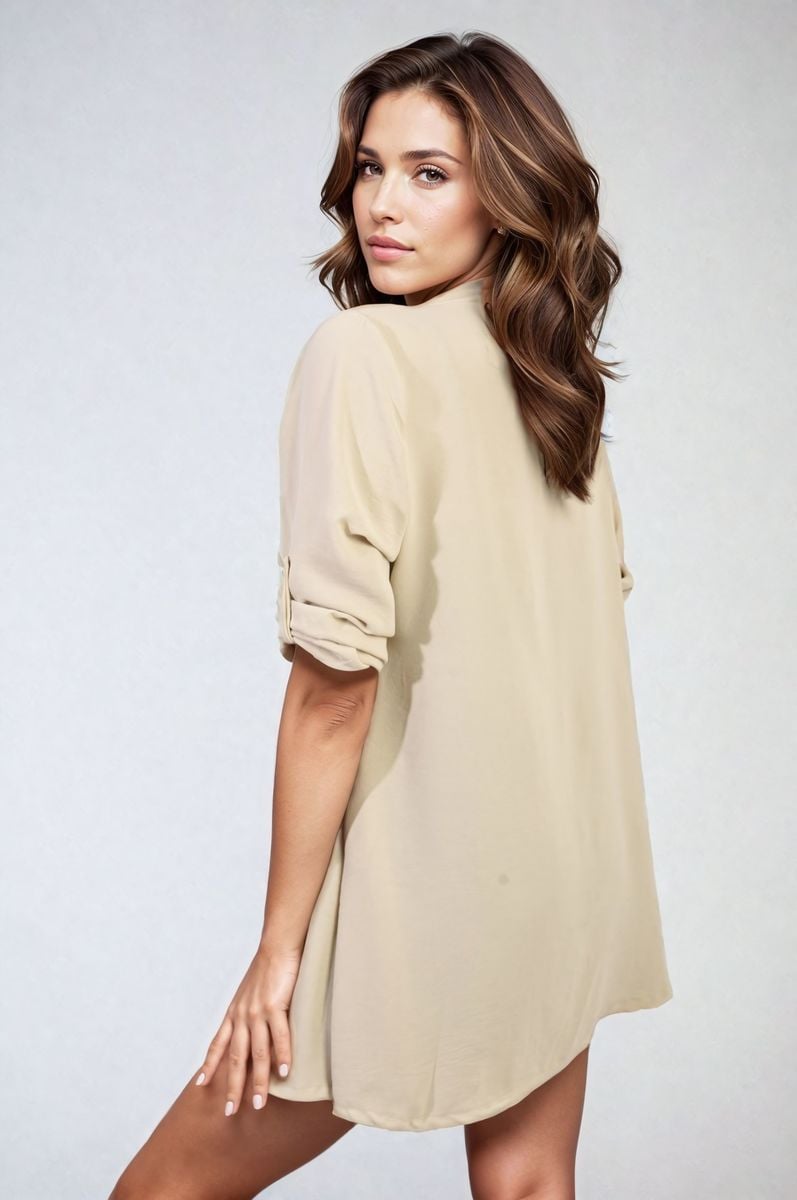 Open Front Roll Up Sleeve Cardigan-7