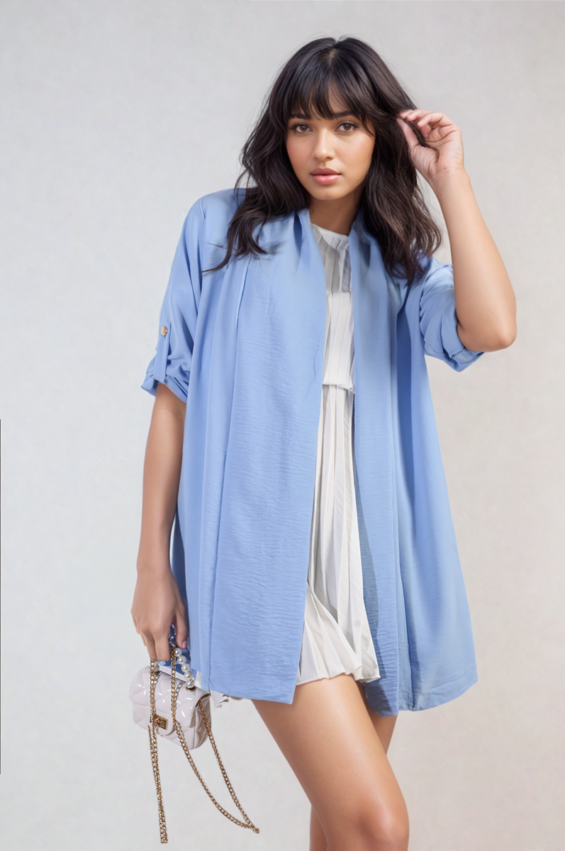 Open Front Roll Up Sleeve Cardigan-13