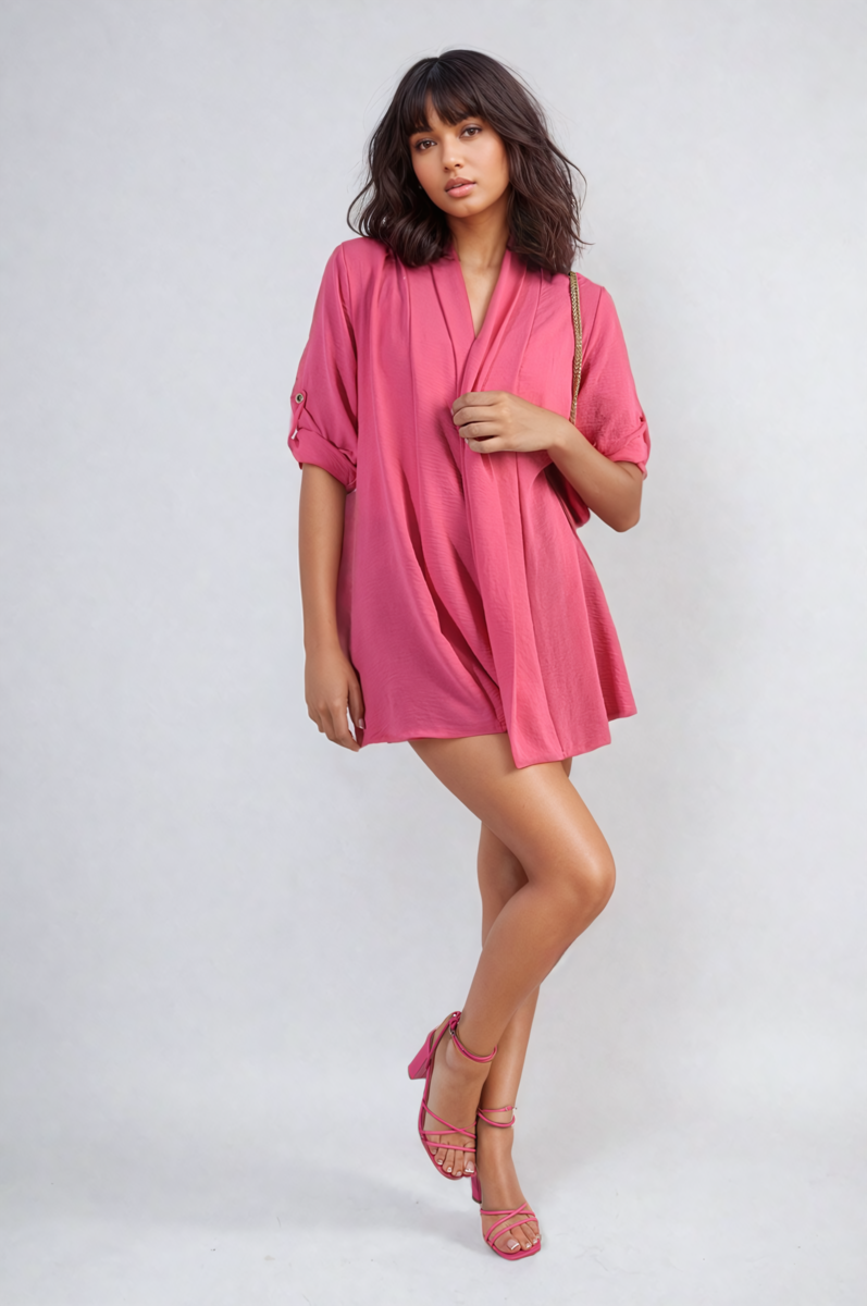 Open Front Roll Up Sleeve Cardigan-11