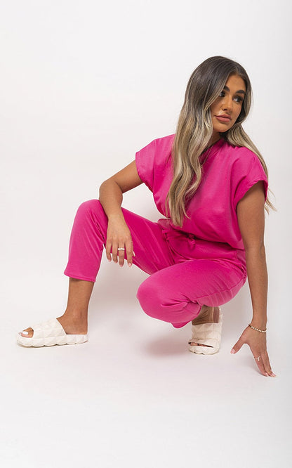 Short Sleeve Boxy Lounge Wear Co-ord Set-5