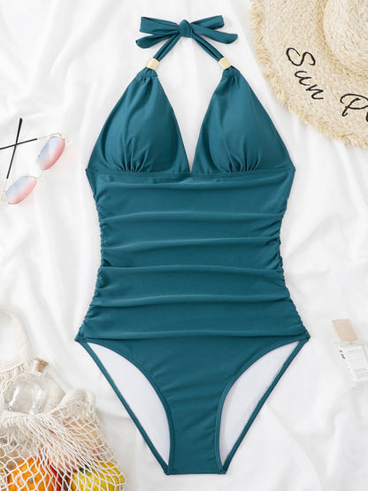 Women's Plunge Halter One-piece Swimsuit