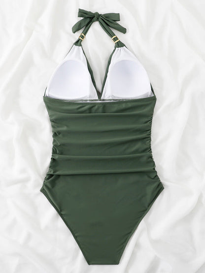 Women's Plunge Halter One-piece Swimsuit