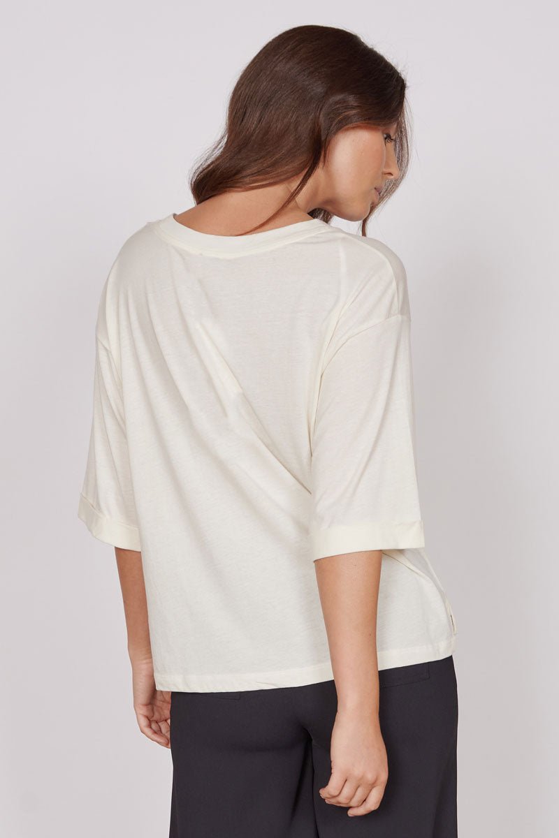 Gabi Cream Classic Oversized T-Shirt-1