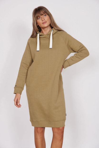 Petite Adrienne Khaki Longline Sweater Dress-1