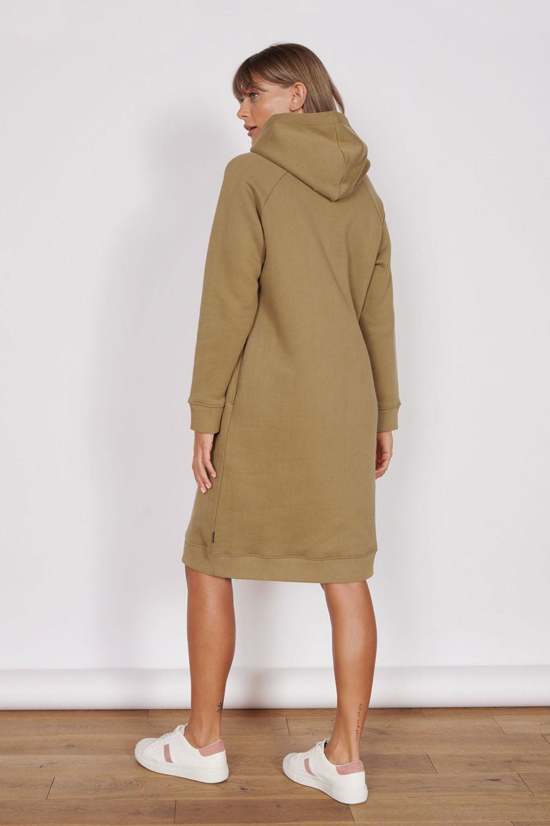 Petite Adrienne Khaki Longline Sweater Dress-3