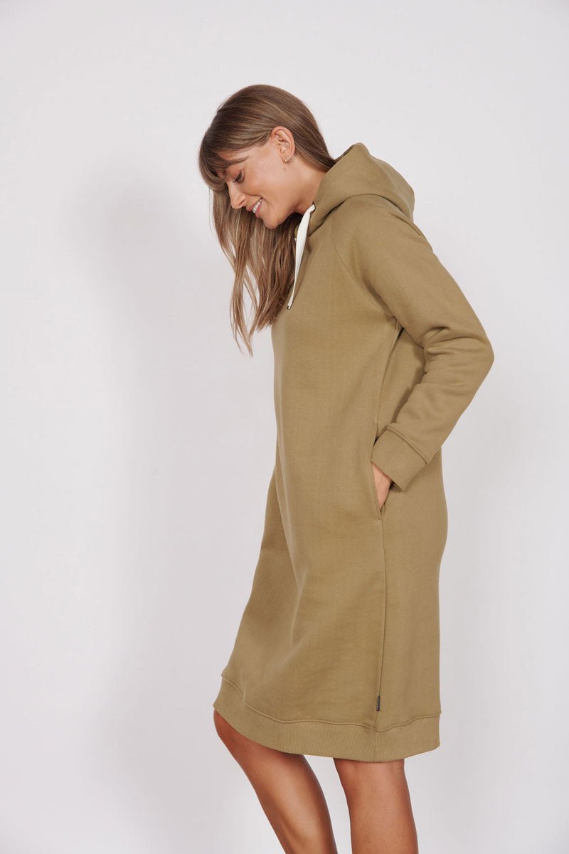 Petite Adrienne Khaki Longline Sweater Dress-2