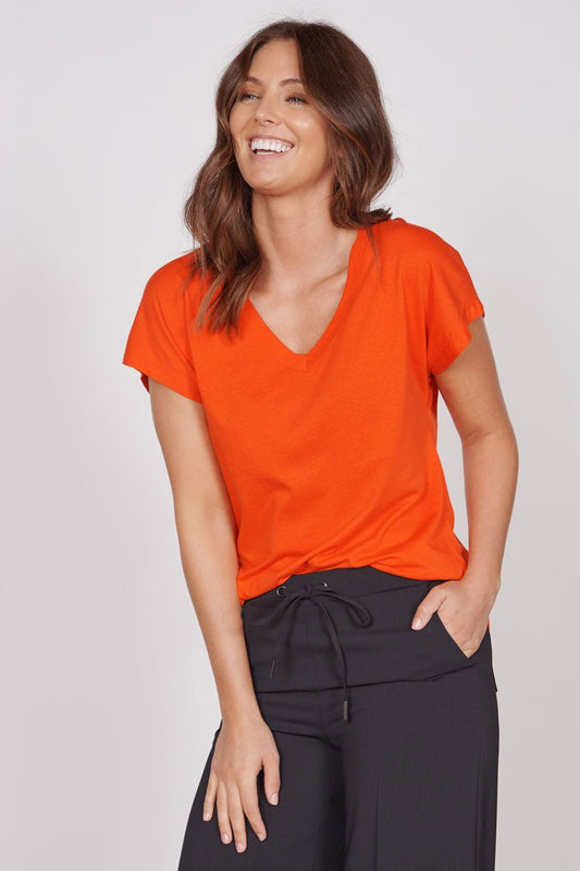 Phoebe Red Sleeveless V Neck Top-0