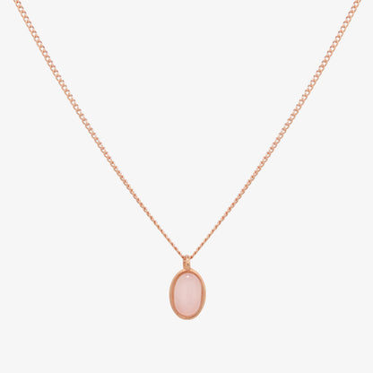 Gemstone oval pendant necklace-4