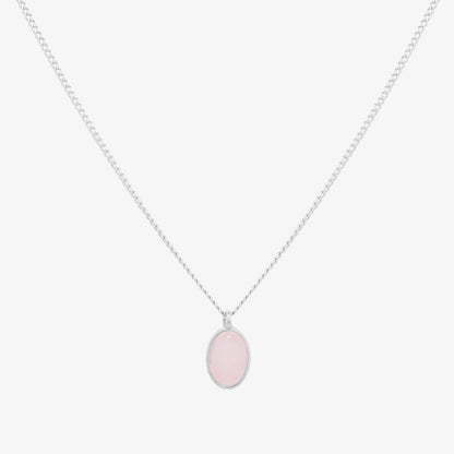 Gemstone oval pendant necklace-2