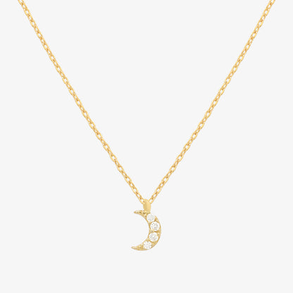 Cubic crescent moon pendant necklace-0