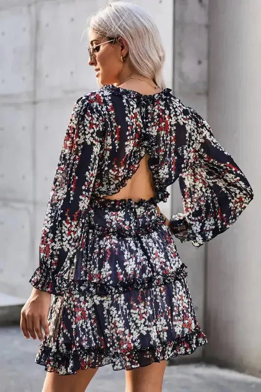 Open Back Floral Dress - Ruffle-1