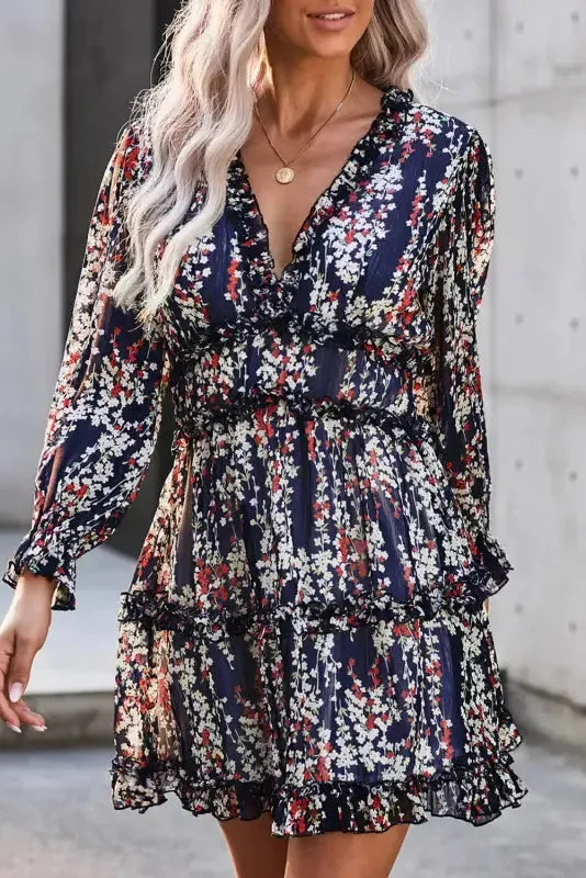 Open Back Floral Dress - Ruffle-0
