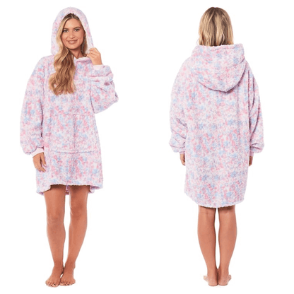 Oversized Ultra Soft Rainbow Hooded Blanket Sweatshirt with Sherpa Fur Lining Plush Flannel Giant Hoodie for Adults and Kids Perfect Gift by Daisy Dreamer
