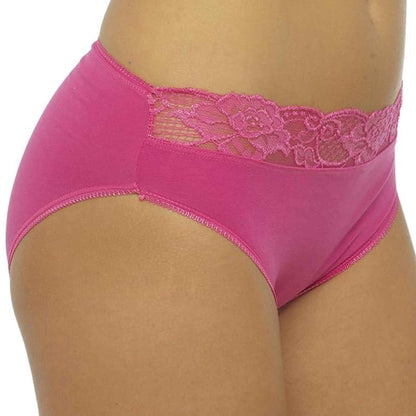 Pack of 10 Cotton Rich Lace Brief Knickers for Women Comfortable Stretch Waistband Assorted Colours Breathable Underwear UK Sizes 10-20 by Daisy Dreamer