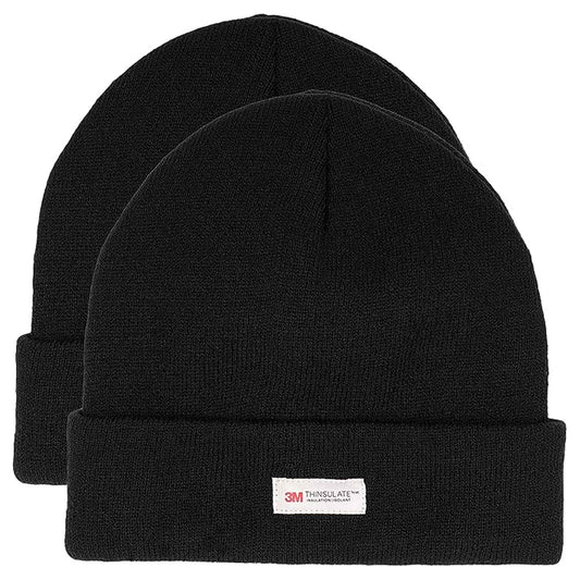 Pack of 2 Mens Winter Ski Beanie Hats with 3M Thinsulate Thermal Lining for Skiing Snowboarding Outdoor Activities Warm Breathable Moisture-Wicking Knit Caps by Sock Stack