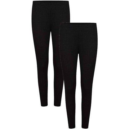 Pack of 2 Womens Thermal Pants Advanced Insulating Yarn Cotton Rich Ribbed Comfort Fit for Running Hiking Workwear in White Grey Black by Heatwave Thermalwear