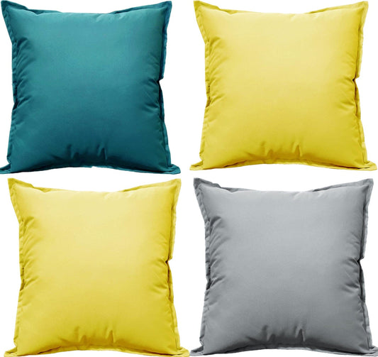Pack of 4 Waterproof Cushion Cover Outdoor Garden Breathable Decorative Cushions Covers for Patio Bench Sofa Furniture Indoor Living Room Bed Chair Scatter (60 x 60cm) by OLIVIA ROCCO