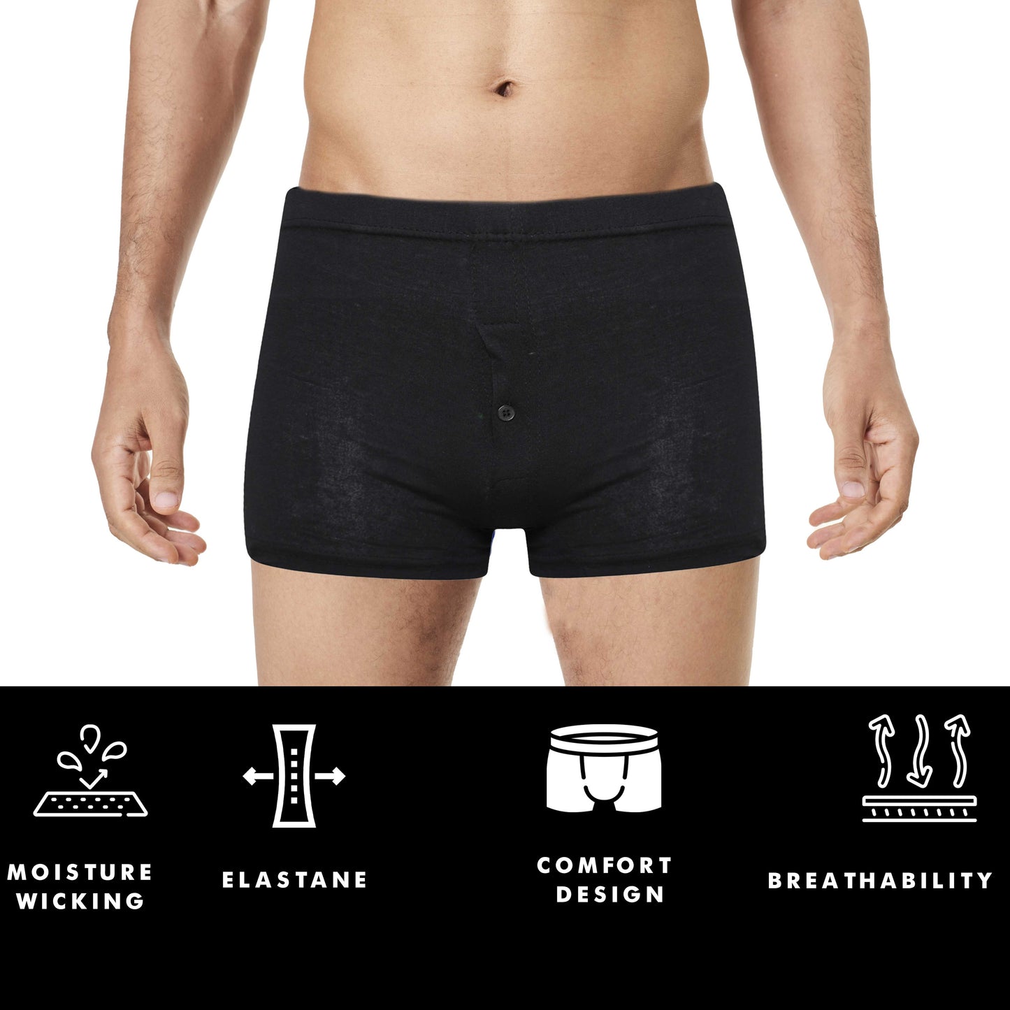 Pack Of 6 Mens Jersey Boxer Shorts Cotton Rich Classic Fit Breathable Button Fly Design Men Boxers Underwear by Sock Stack