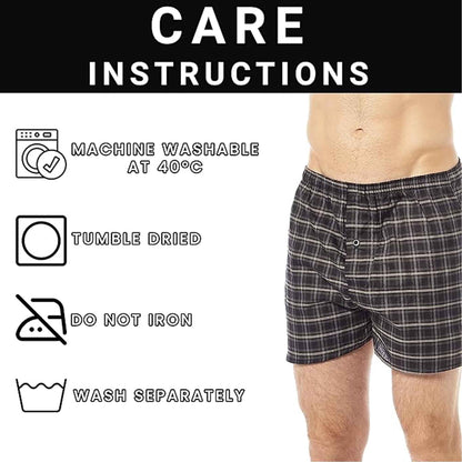 Pack of 6 Mens Loose Fit Woven Boxers with Comfort Waistband in Soft Cotton Blend Multiple Sizes and Colors Breathable Durable MB01 by Sock Stack