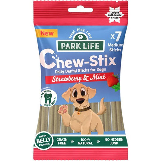 Park Life Chew-Stix Strawberry & Mint 180g (7x Medium Sticks) - AS SEEN ON DRAGONS DEN