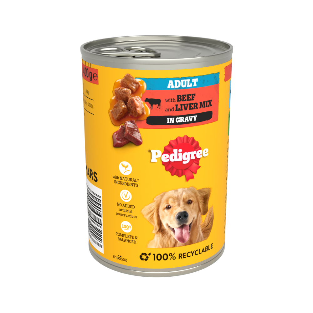 Pedigree Tins Beef Chunks in Gravy 12 x 400g