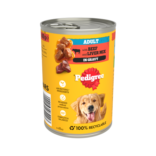 Pedigree Tins Beef Chunks in Gravy 12 x 400g