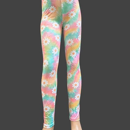 Rainbow Daisy full length stretch leggings
