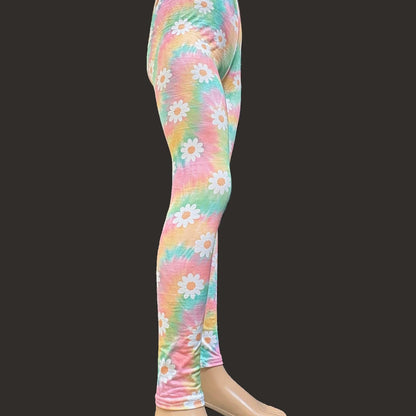 Rainbow Daisy full length stretch leggings