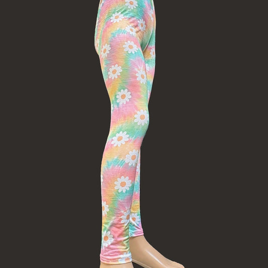 Rainbow Daisy full length stretch leggings