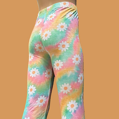 Rainbow Daisy full length stretch leggings