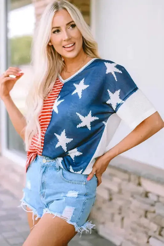 Red American Flag Stars and Stripes Tank Top-0