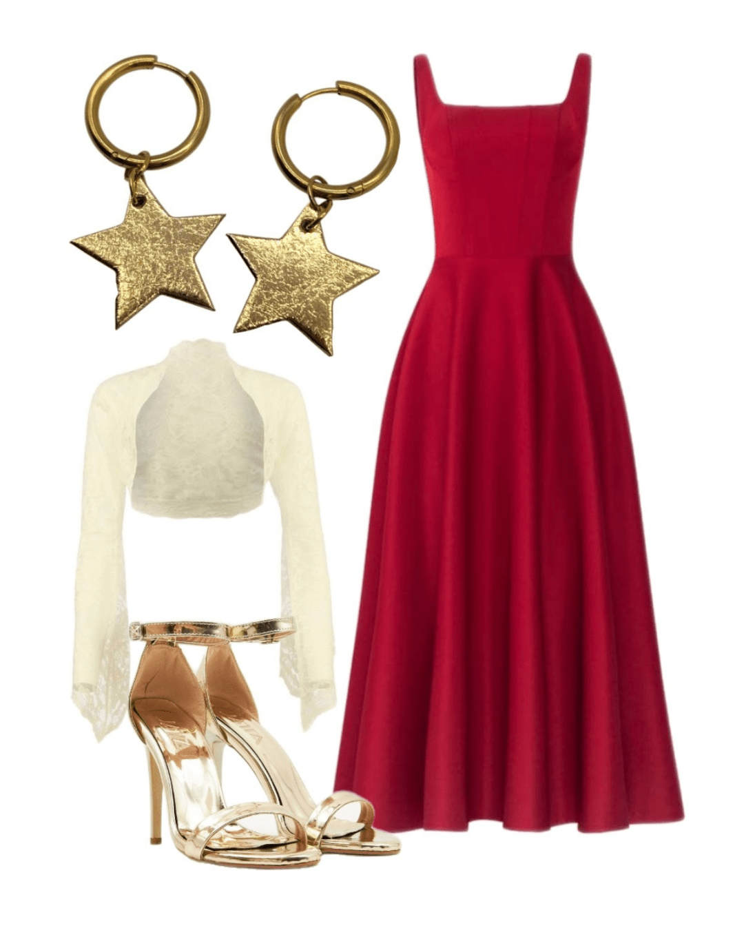 Red and gold mini star cork charms