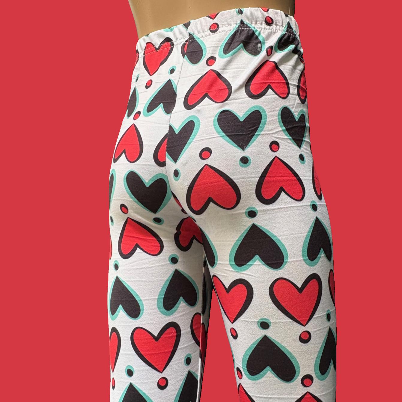 Red & Black hearts design full length stretch leggings