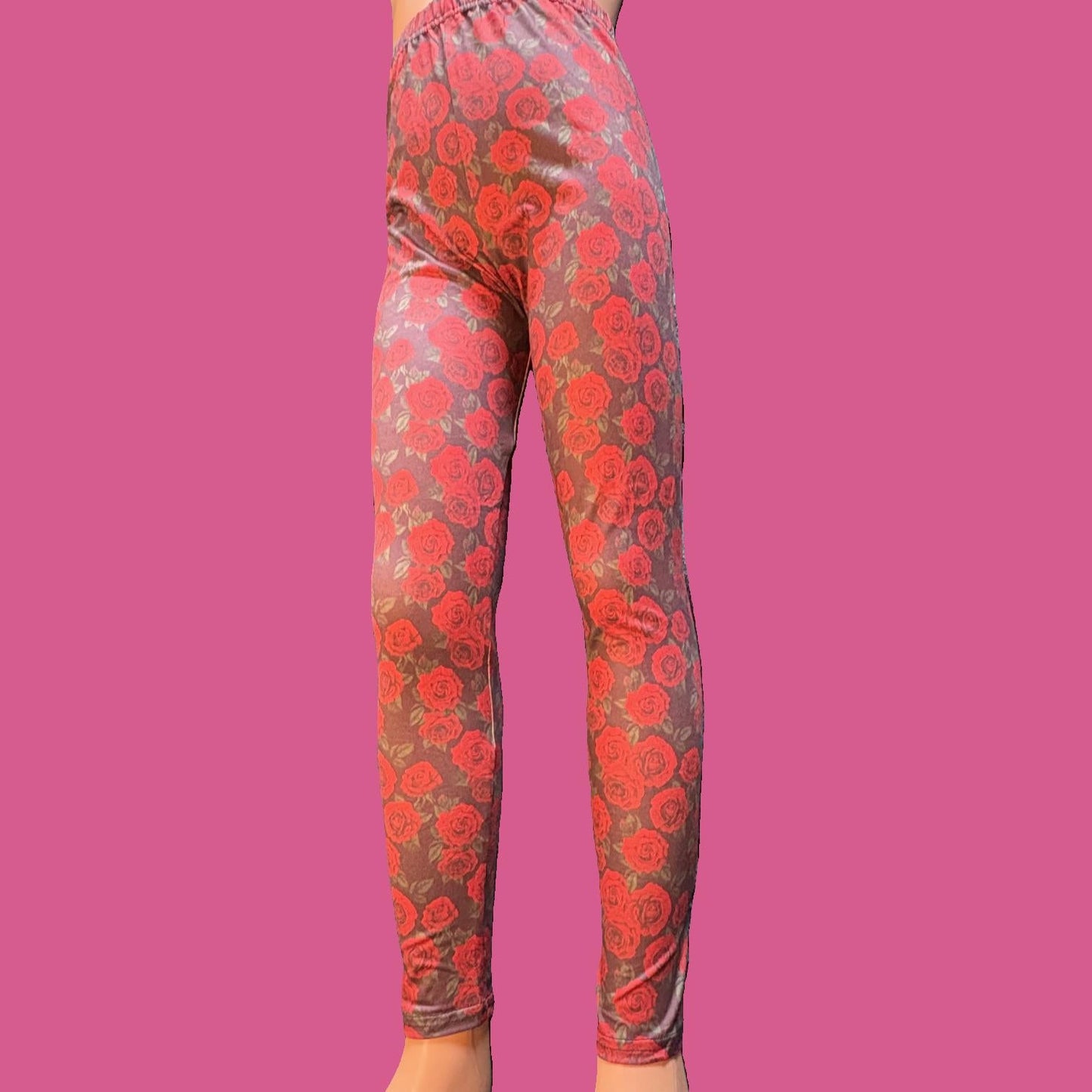 Red Rose full length stretch leggings