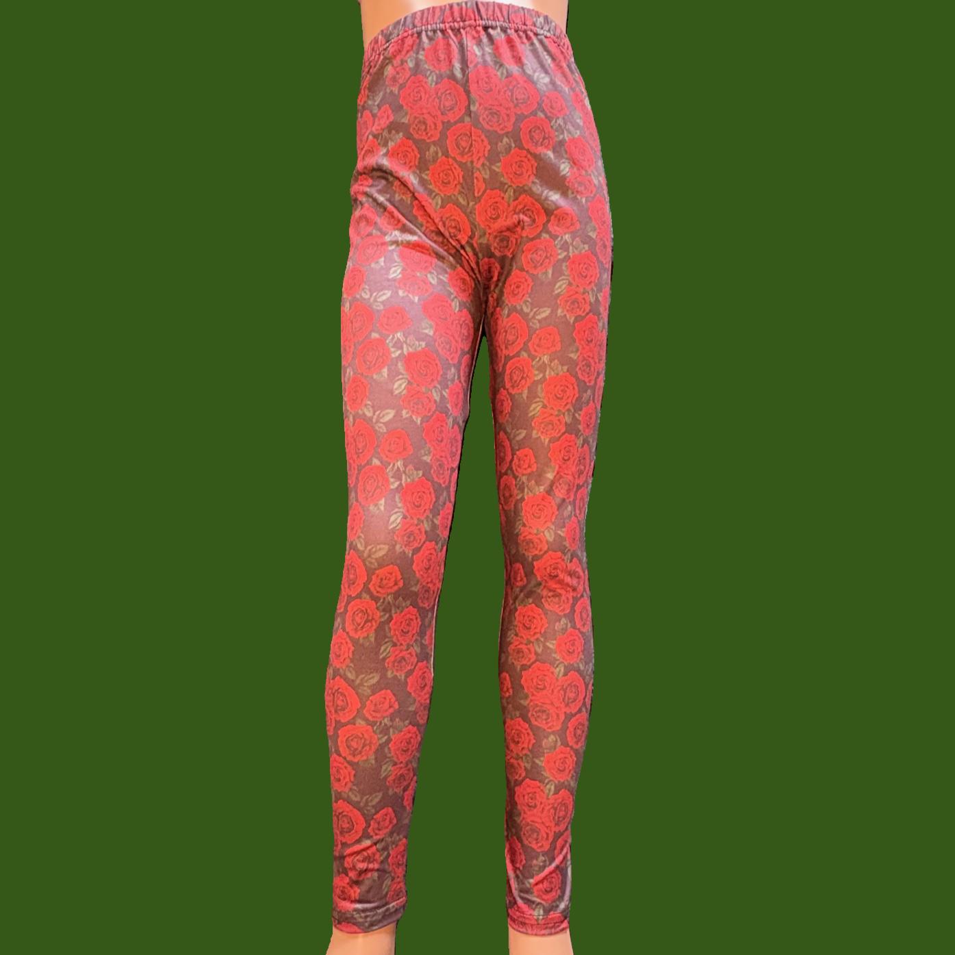 Red Rose full length stretch leggings