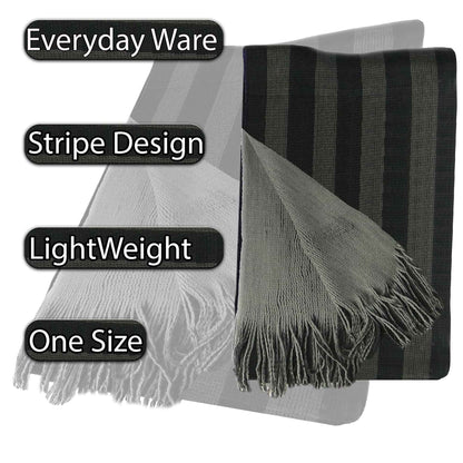 Reversible Stripe Design Men's Scarves Soft Woven Acrylic Fabric Winter Accessory Stylish for Casual and Formal Outfits 3 Colour Options Sock Stack