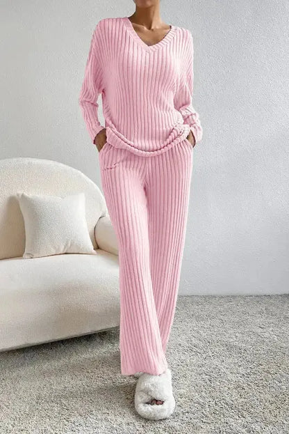 Ribbed Knit Slouchy Two-piece Outfit