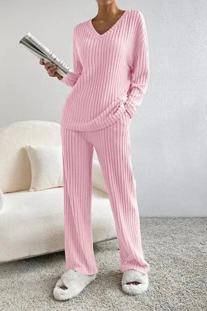 Ribbed Knit Slouchy Two-piece Outfit
