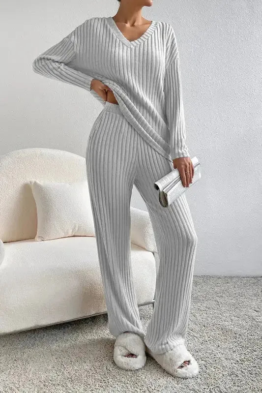 Ribbed Knit Slouchy Two-piece Outfit