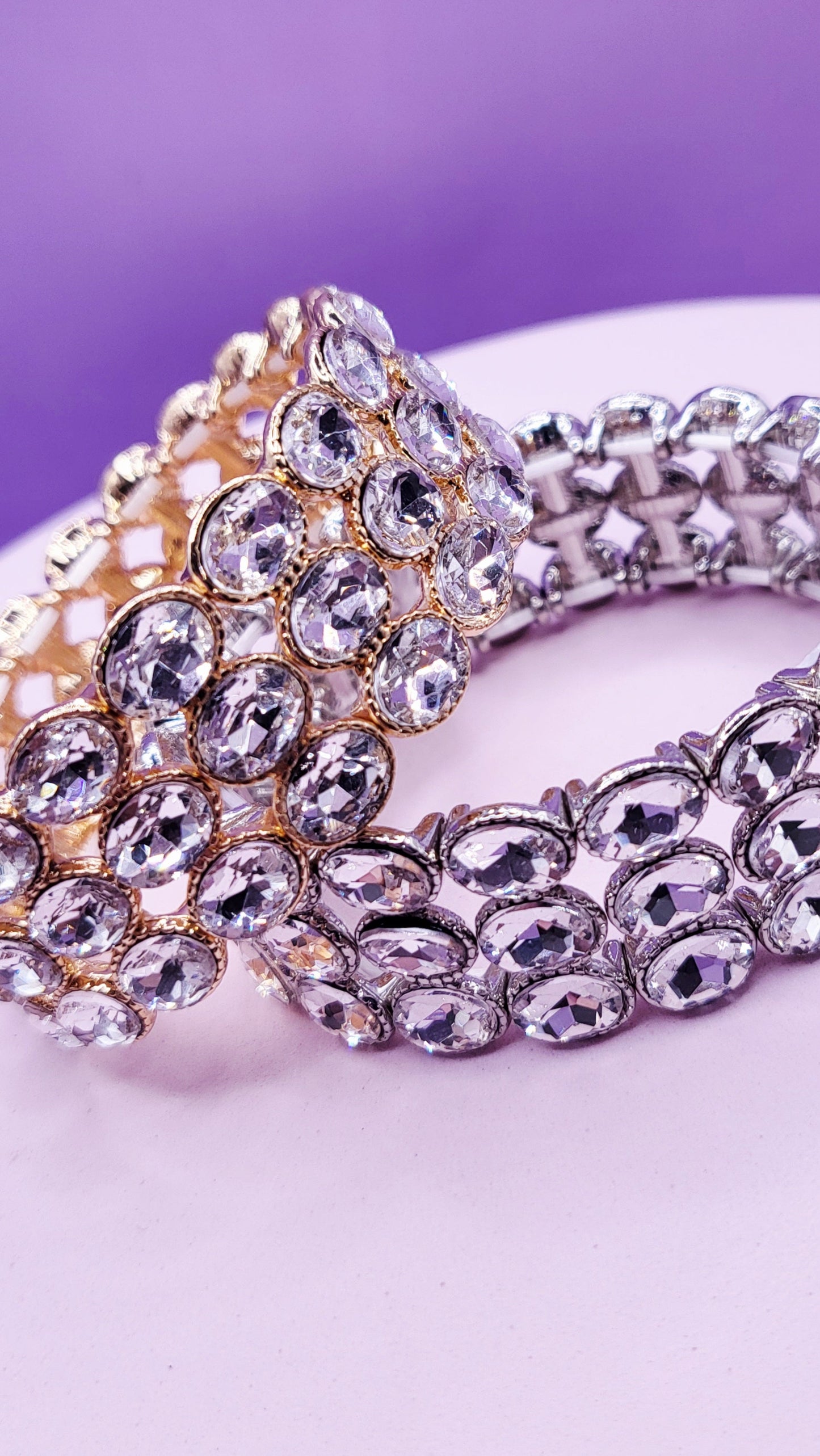 Oval Triple Row Crystal Bracelet