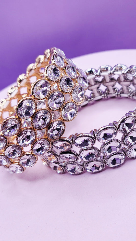 Oval Triple Row Crystal Bracelet
